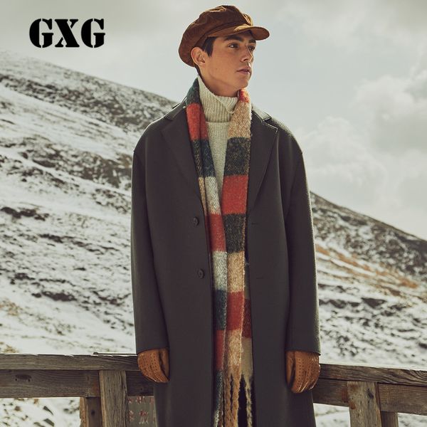 

gxg men's wear 2017 winter long double woolen woolen coat loose coat male #174826149, Black