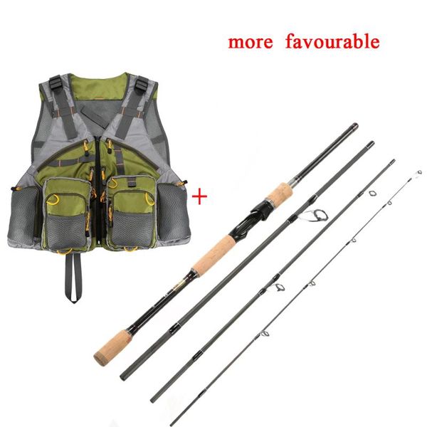 

2,1 / 2.4м углеродного волокна удочка 4section spinning rod мультипликаторы легкий вес отливки средний удочка снасть pesca