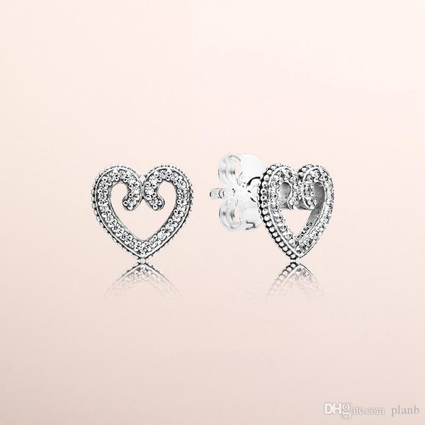 

heart swirl stud earrings authentic 925 sterling silver cz diamond women earring original box for pandora hearts fashion earrings