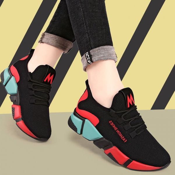 

sports korean-style versatile breathable dad ins fashion 2019 students summer new style running casual women's shoes, Black
