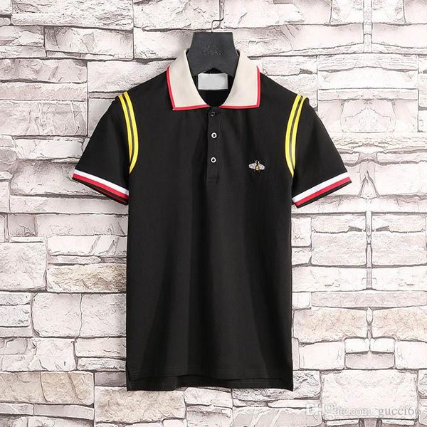 

2018 brand new luxury embroidery mens polos italy fashion poloshirt shirt high street snake little bee tiger print polo t-shirt, White;black