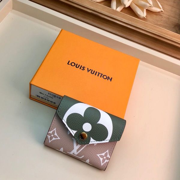 

Brown hort zipper women wallet with box brand genuine leather quare wallet leather pur e women wallet ize 9 5 7 5 3 0 cm m67640
