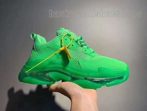 

2019 paris triple s clear bottom designer shoes rubber low sneakers triple s men and women daddy platform sports trainers shoes, Black