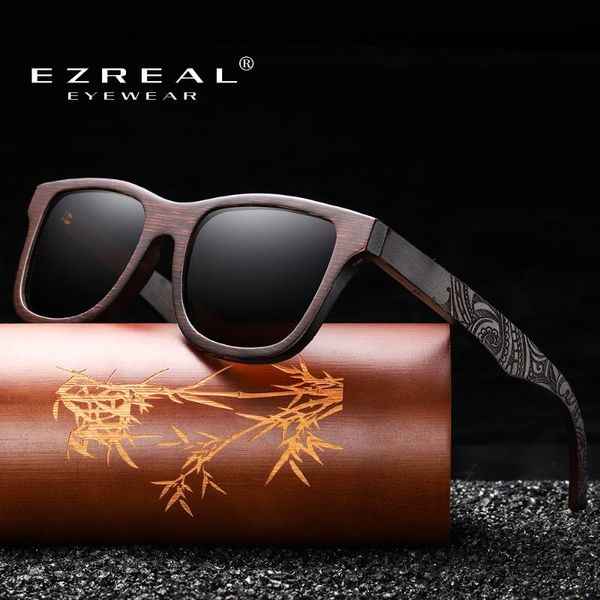 

ezreal handmade natural wooden sunglasses women men brand design vintage fashion glasses gray polarized lens accept oem 1610bn, White;black
