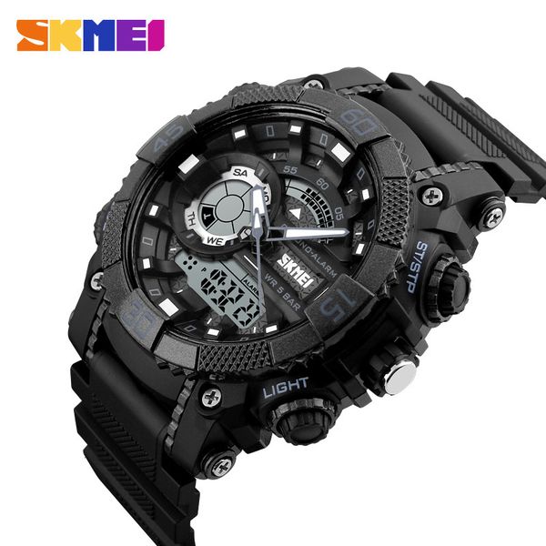 

new skmei fashion dial outdoor sports watches men electronic quartz digital watch 50m waterproof wristwatches relogio masculino, Slivery;brown