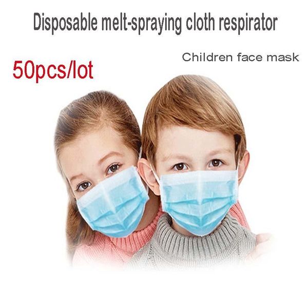 

оптовая продажа 50 шт. / лот одноразовые для детей студентов, трехслойные пылезащитные антипенные защитные маски утолщенные и дышащие