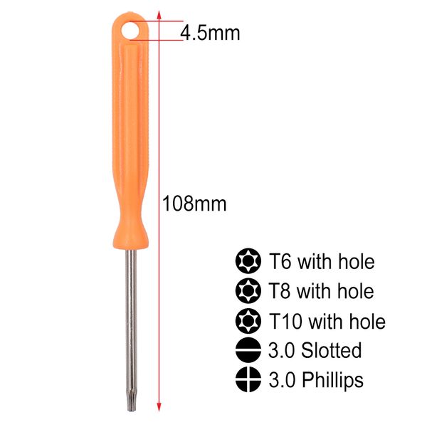 3 * 108mm Tools 3.0 Phillips 3,0 шлицевая T6 T8 T10 с отверстием отверток для телефона 500pcs Xbox360 Mobile / серия