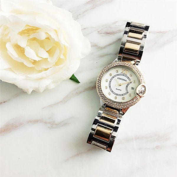 

7155f men's and women's watches simple joker fashion steel band lovers watches, Slivery;brown