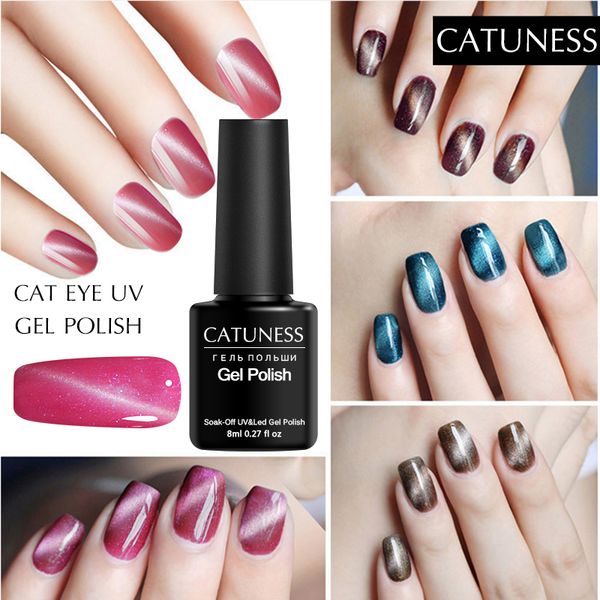 

chameleon 8ml cat eye gel polish emerald color nail art semi permanent gel varnish primer for nails manicure uv nail polish, Red;pink