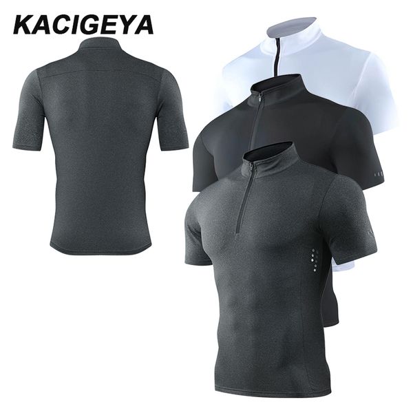 

gym short sleeve t shirt breathable quick dry running hiking cycling compression outdoo men bodybuilding workout shirts, Black;blue