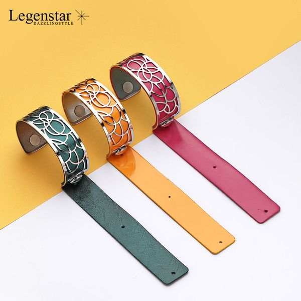 

legenstar fashion silver stainless steel bracelets bangles for women jewelry interchangeable cuff bracelet manchette femme 2019, Black