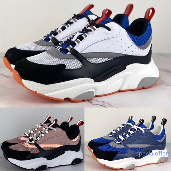 

men technical knit calfskin trainers brand women designer sneakers luxury fashion b22 sneakers reflective couple casual shoes, Black