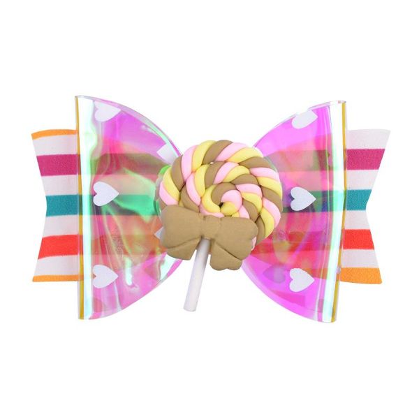 

hair accessories 3.5 inches butterfly flower bows lollipop clip for kids girls boutique hairgrips handmade headwear, Slivery;white