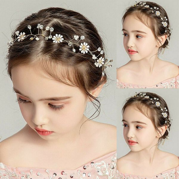 

girl princess crown headband baby garland flower wreath leaves hair band, Slivery;white