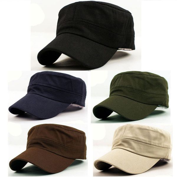 New Classic Plain Vintage Army Cadet Style Cotton Cap Hat regolabile