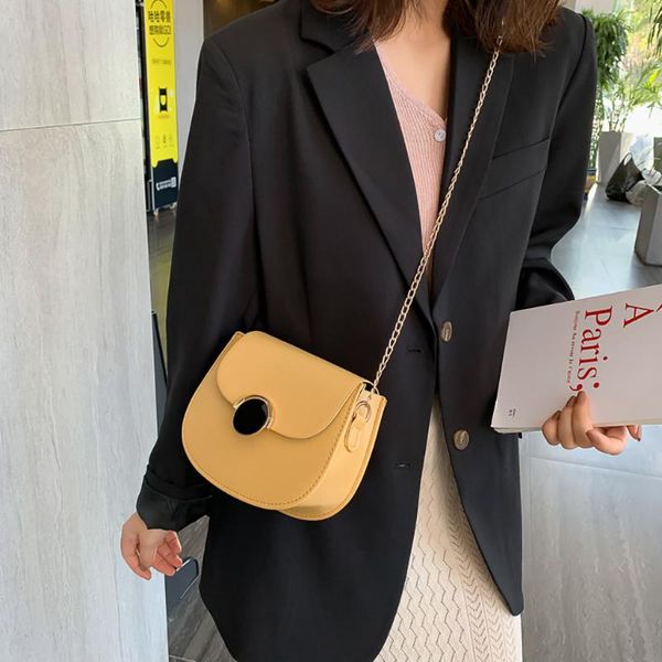 

women fashion chain retro saddle bag shoulder semicircle crossbody bag