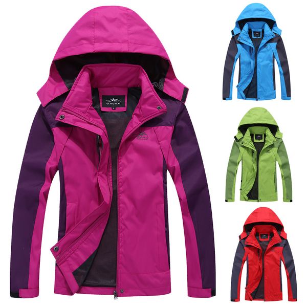 

female climbing jackets fall mountain wear athletic outdoor wear single layer waterproof hiking jacket outdoor women sport windbreaker, Blue;black