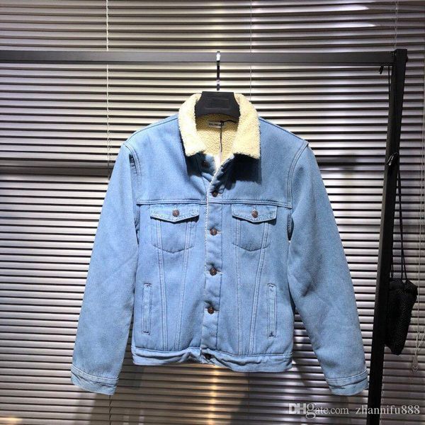 

women fashion casual trend warm pop denim jacket pure cashmere winter essential solid color couple coat, Black;brown