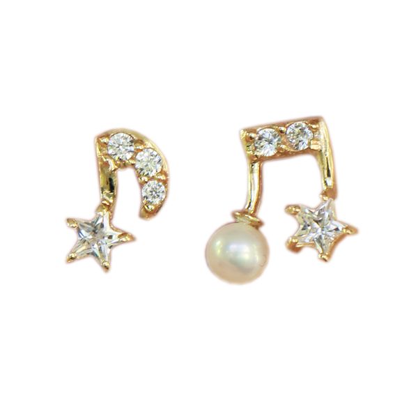 

new note-shaped earrings 10k gold material elegant ladies jewelry simple style party accessories female birthday gift, Golden;silver