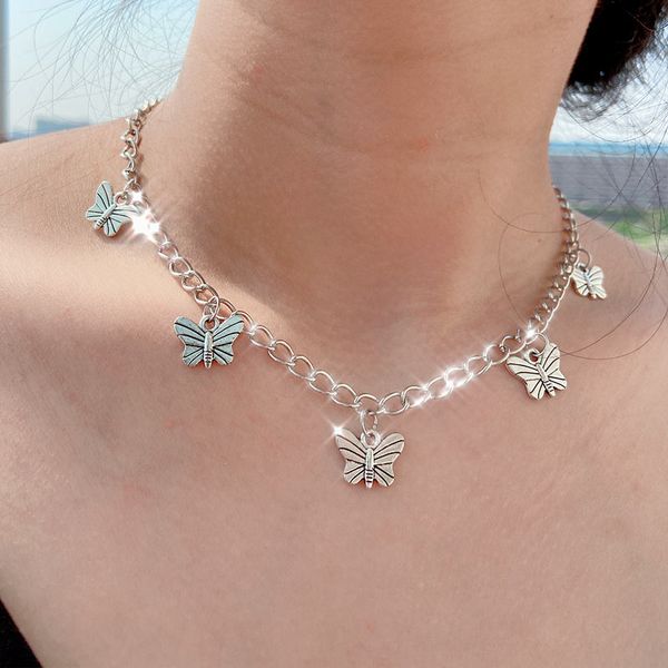 

flatfoosie vintage butterfly pendant necklace for women silver color creative cupid angel clavicle chain fashion jewelry gifts