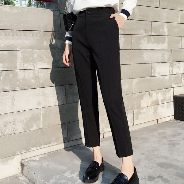 

2020 black pencil pants for women spring autumn casual slim fit pants office lady fashion trousers, Black;white