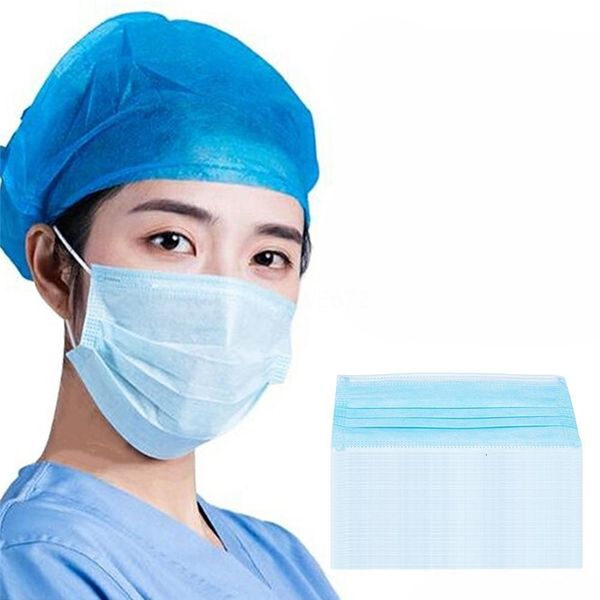 

dhl ship discount 50 1pcs fa3 layer masks soft party mask blue breathable non woven fabric earloop mouthdust particles pollution 0ggo