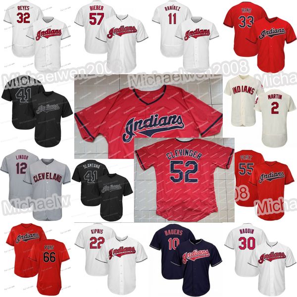 

41 Carlos Santana Cleveland Francisco Lindor Jose Ramirez Jake Bauers Mike Clevinger Jason Kipnis Shane Bieber Brad Hand Indians Jerseys