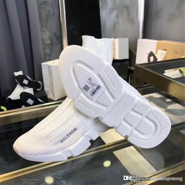 

19ssbalencia design speed runner trainers all white mesh turnschuhe sock flat trainer sneakersd with original box, Blue;gray
