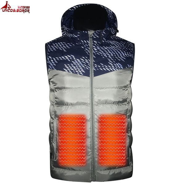 

uncoboror новый мужчины зима outwear usb инфракрасный смарт отопления жилет куртка электротермотренировку теплый жилет внутри размер пальто, Black;white