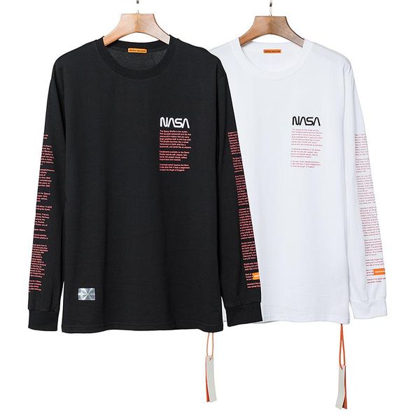 

2020 heron печати наса дизайнер футболки black white mens fashion designer длинные футболки с длинным рукавом preston, White;black