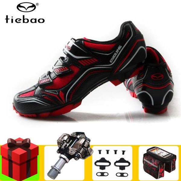 

tiebao cycling shoes spd pedals set sapatilha ciclismo mtb mountain bike sneakers self-locking mtb breathable men bicycle shoe, Black