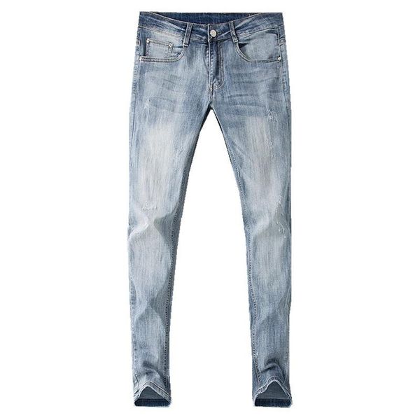 

2019 new straight mens designer jeans distressed ripped skinny tiger head embroidery causal mens denim pants slim fit trousers size 29-38, Blue