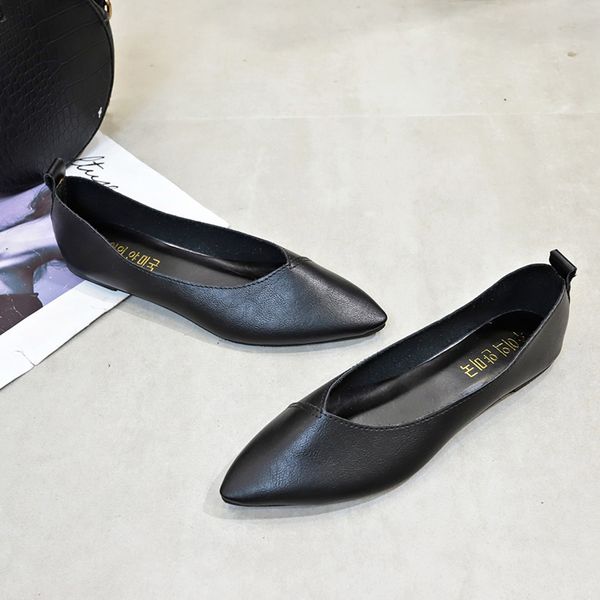 

popular selling simple fashion wild workplace essential ladies flat shoes lightweight comfortable spring autumn w38-36, Black