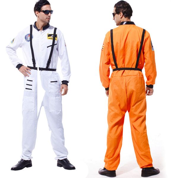 

men astronaut polit costumes halloween party space flight jumpsuit, Black;red