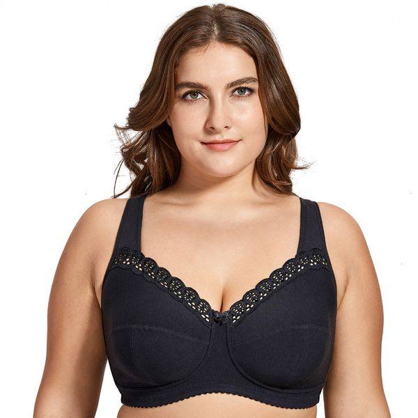 

бюстгальтер плюс размер femme lingeries женщин полное покрытие lace wireless non проложенный хлопок b d e f h i j, Red;black