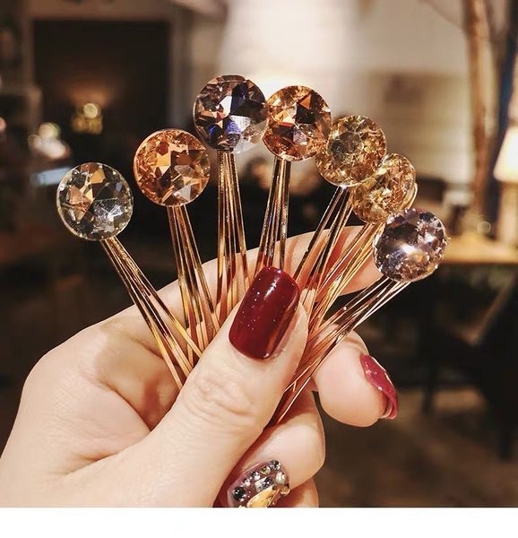 

s858 europe fashion jewelry crystal barrette hairpin hair clip bobby pin barrette hair accessories 2pcs/set, Golden;silver