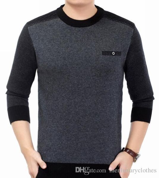 

business mens gentle sweaters fathers winter autumn bottoming sweaters o-neck long sleeved knitted woolen sweatshirts, White;black