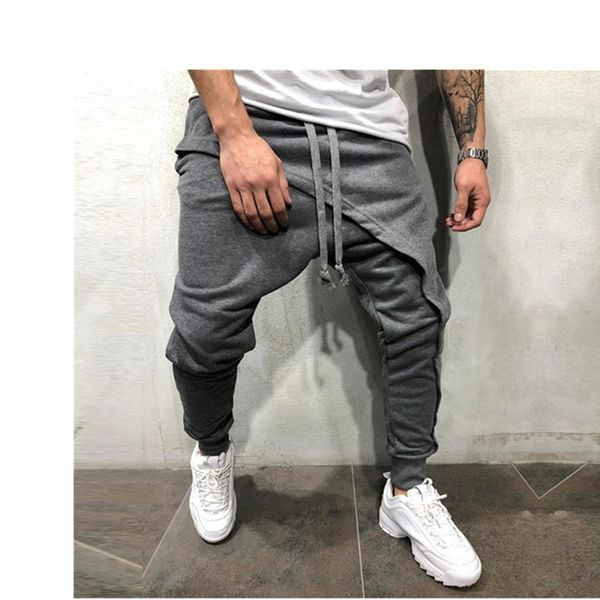 

amazon layering jogging pants hip hop jogging pants slim casual sport drawstring men, Black
