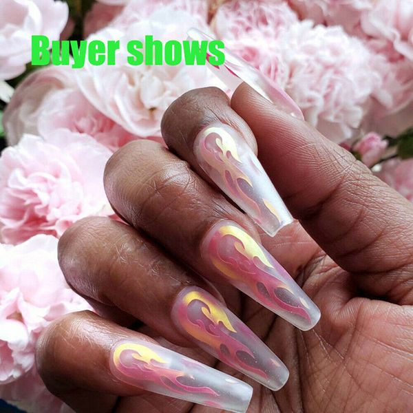

2019 new fashion 16pcs nail art flame stickers reflection adhesive foils diy decoration 3d manicure stickers glitter j3, Black