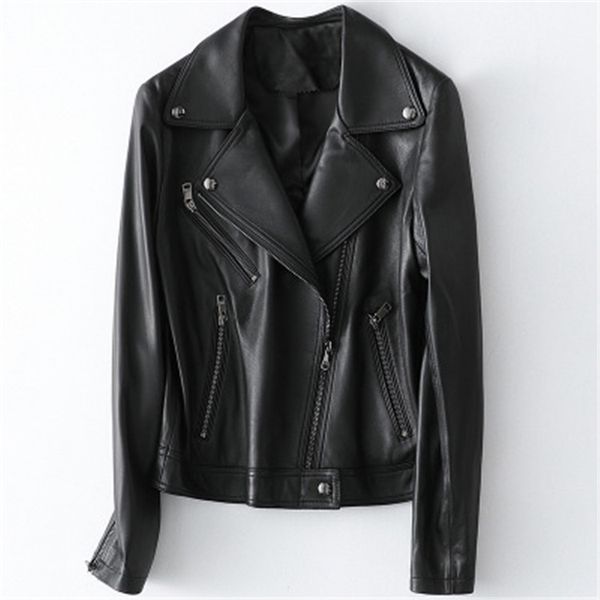 

2020 women spring genuine real sheep leather jacket h44, Black