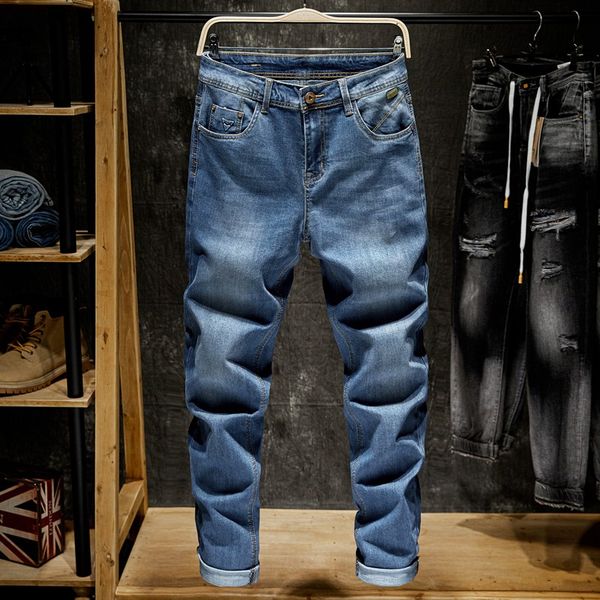 

2020 муж джинсы мужские жан homme denim тонкий fit брюки брюки прямые голубые байкер spijkerbroeken heren багги высокого качества 28-40, Blue