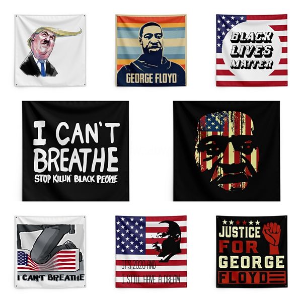 

justice for george floyd printing tapestry black lives matter household wall banner 150*150cm #qa82918
