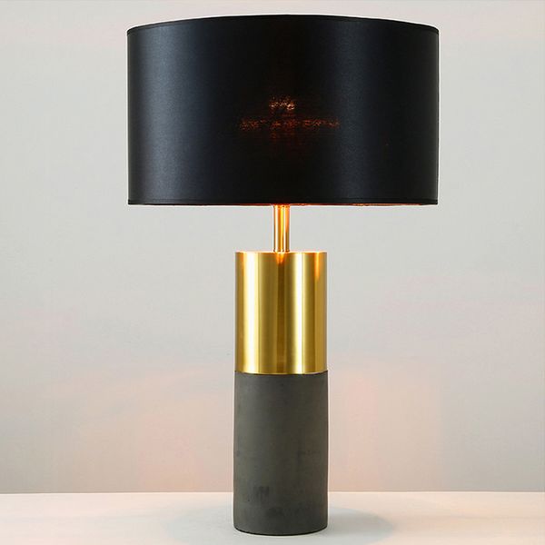 Lampade da tavolo a LED vintage moderne per soggiorno camera da letto comodino tamburo nero paralume in tessuto lampada da comodino lampada da tavolo in cemento MYY