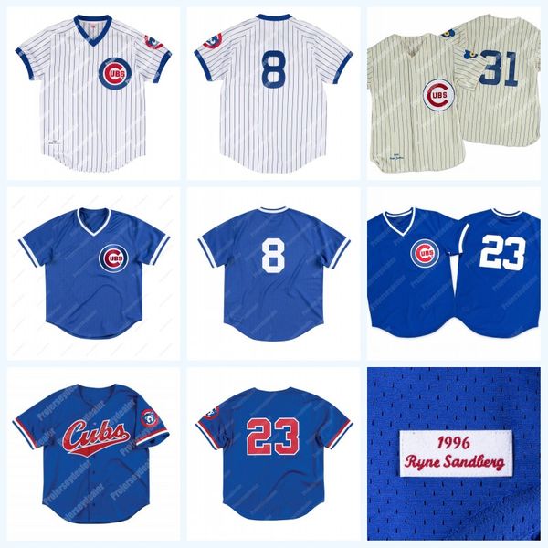 

8 Andre Dawson 1987 Chicago 23 Ryne Sandberg Cubs 31 Fergie Jenkins Baseball Jersey Double Stitched Name and Number For Mens Womens Youth