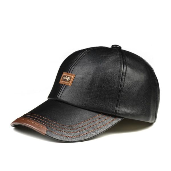 

new men's baseball cap trend leather fashion simple autumn and winter out wild baseball cap, Blue;gray