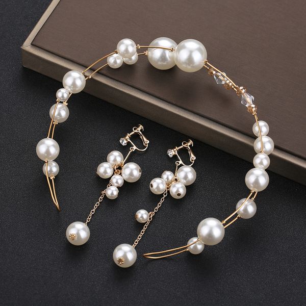 

day han bride pearl headwear small fairy exquisite manual a string of beads ornaments bridesmaid small fresh wedding dress accessories, Silver