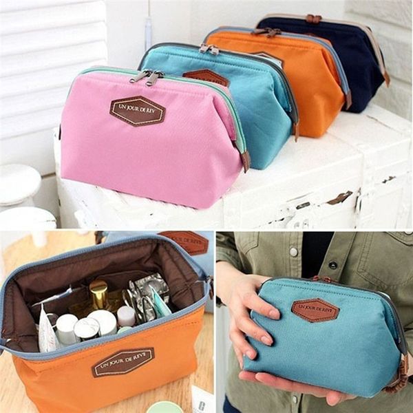 

1 pc korean style solid cosmetic bag women makeup bag waterproof travel neceser wash case dropshipping