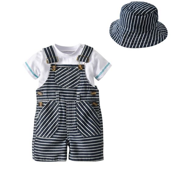 

summer baby boy одежда установить с коротким рукавом футболки топы повседневные брюки нашивки ремешок hat нарядах установить 3шт v, White