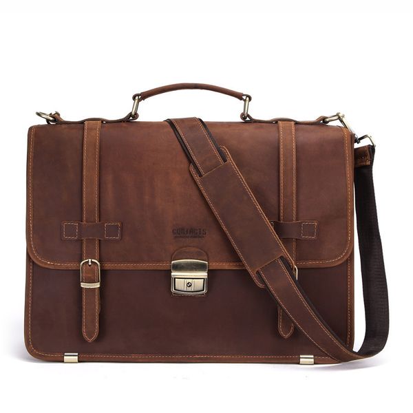 

2019 genuine mens leather lapmessenger bags man business affairs briefcase inch portable computer package designer a case