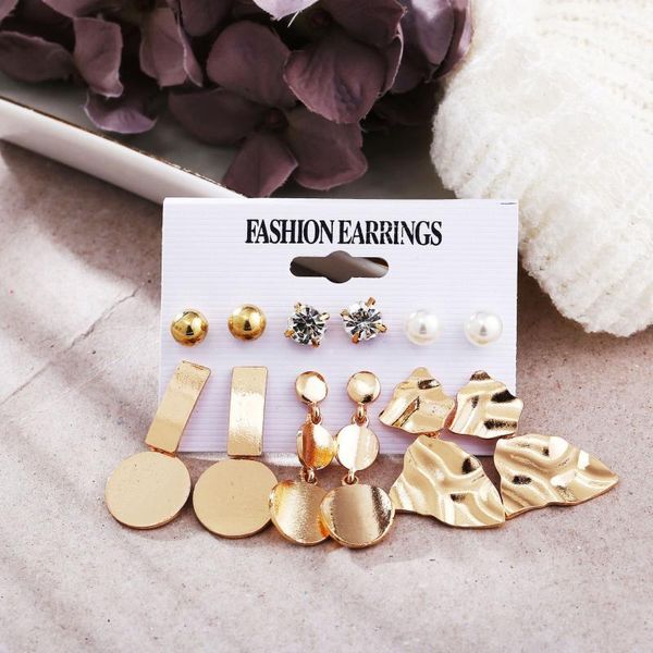 

irregular stud earrings for women gold earrings with alloy stud set fashion women jewelry accessories wholesale, Golden;silver